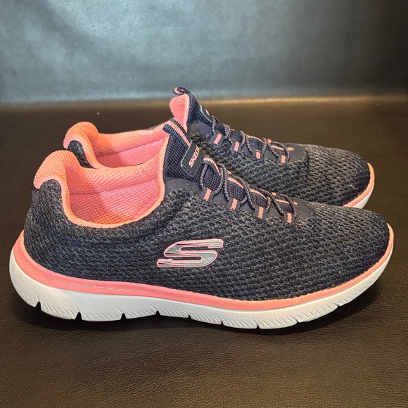 Skechers Summits Women's Navy and Pink Sneakers - Picture 3 of 9